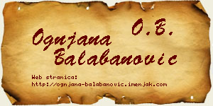 Ognjana Balabanović vizit kartica